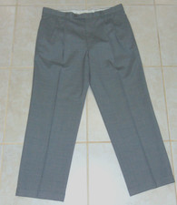 Oscar De La Renta Dress Pants 42R Grey Wool Waist 36X29 Double Pleated Cuffed