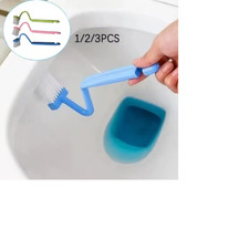 3PCS Curved Toilet Brush Long Handle Deep Cleaning Bathroom Household Tool