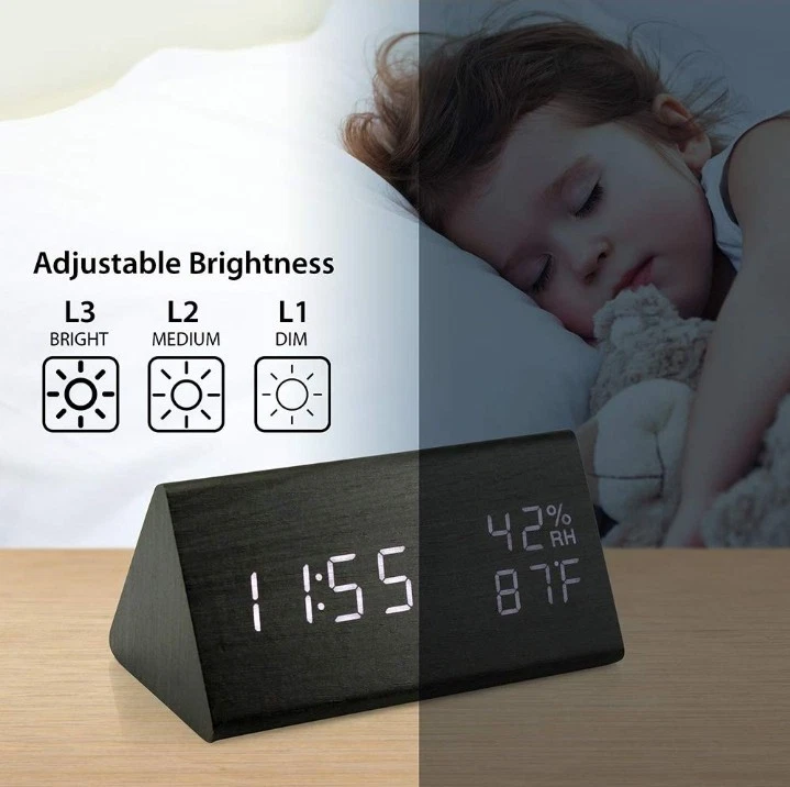 Wooden Alarm Clock, Smart LED Digital Clock for Bedroom/desks, ..............287 - Image 4 of 4