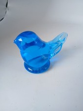 Vintage Leo Ward Glass Blue Bird of Happiness Signed Figurine 1987