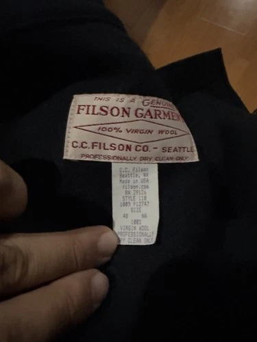 Filson 100% Virgin Wool Mackinaw Cruiser 110NA48 Navy Jacket Coat USA Size 48 image 6