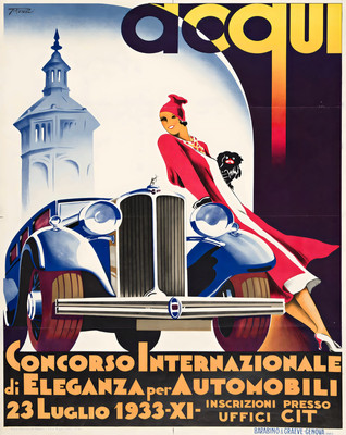 Auto Elegance Poster 1933  Italian Car Show Wall Art - 12X16/16X20/18X24/24X36