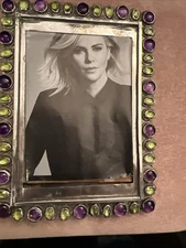 Salas. 0.925 Silver Frame With Amathist and Peridot Stones