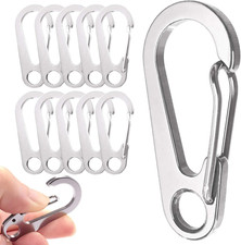 10PCS 1.77 Inch Stainless Steel Clip Spring-Snap Hook,EDC Mini Carabiner Cust...