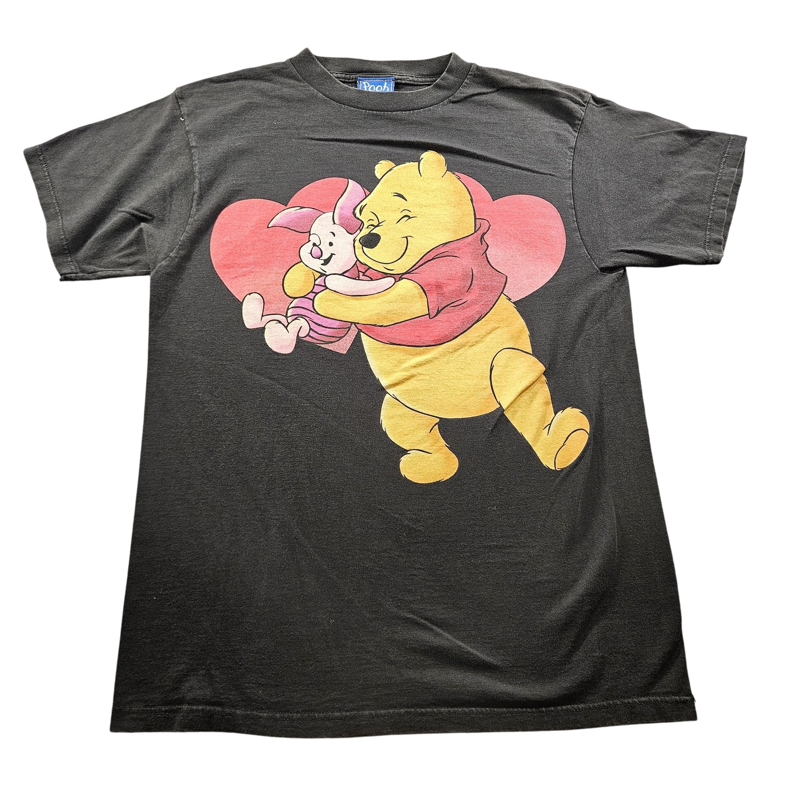 Vintage Winnie The Pooh Shirt Mens Large Black Disney Piglet Hug Cartoon 90s Tee