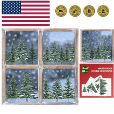 130 PCS Christmas Window Cling Sticker, Trees Snow for Home Party Supplies Sh...