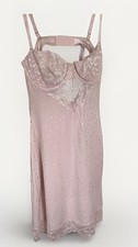 Victorias Secret Lingerie Slip Dress Pink Silver Hearts Modal Lace Cupped NWT XL