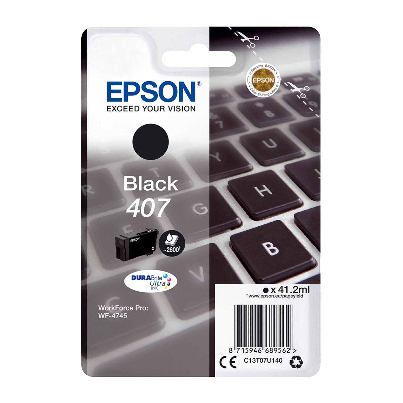 OEM Epson 407 Black Ink Cartridge C13T07U140 - Image 4