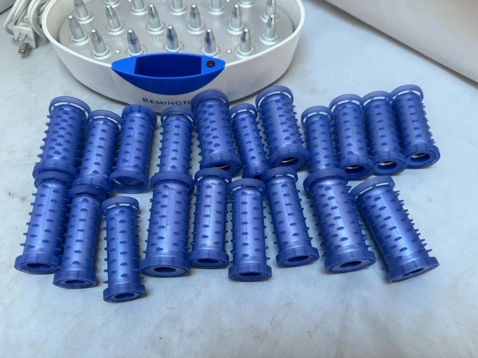 Rizador Hot Rollers Ionic Remington Body Waves 19 SIN clips H10801i núcleo de cera azul Foto 4 de 4