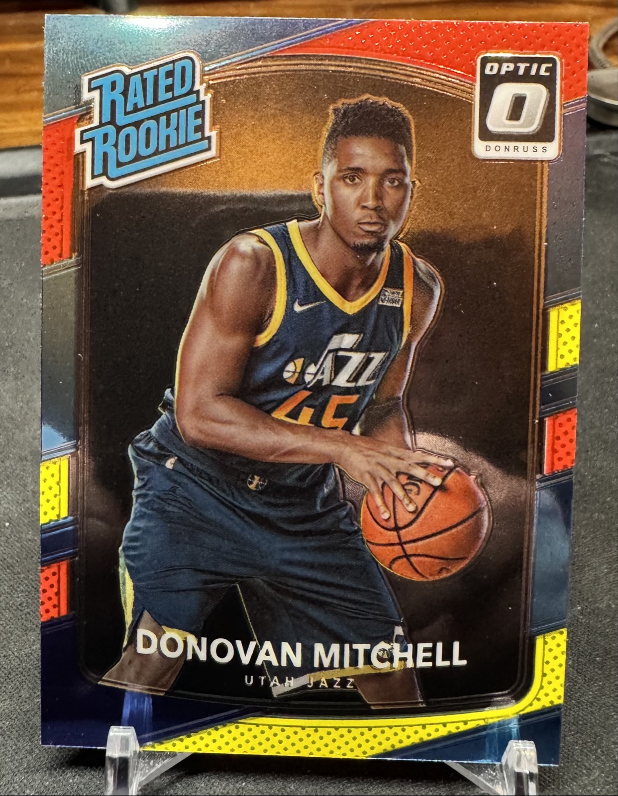 Donovan Mitchell RC 2017-18 Panini Donruss Optic Rated Rookie Red & Yellow #188