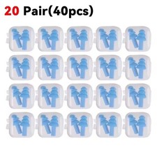 20 Pair Reusable Silicone Ear Plugs Noise Cancelling Swim With Box 40PCS