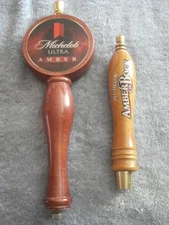 2 VINTAGE MICHELOB WOODEN BEER TAP HANDLES (ULTRA AMBER & AMBER BOCK)