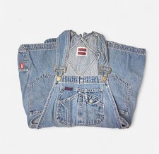 Vintage Squeeze Y2K Light Wash Denim Overall Shorts Women  s Shortalls   Size S