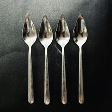 4 Stainless Fruit Spoons Serrated Grapefruit Spoon Flatware vtg Spoon Set of 4