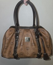 MCM Brown Visetos Monogram Coated Canvas Satc...