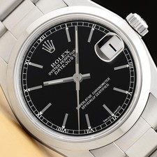 2000 ROLEX DATEJUST 78240 MIDSIZE 31MM BLACK DIAL STAINLESS STEEL WATCH