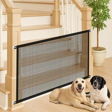 Pet Gate Mesh – No-Drill Easy Install, Good Helper,Portable Folding Dog Safet...