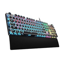 F2088 Typewriter Style Mechanical Gaming Keyboard Blue Black-blue switches
