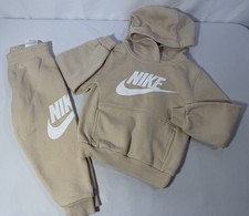 Nike Toddler Sweatsuit Set Hoodie Top Joggers Pants Beige Tan XS 4 Unisex Fleece