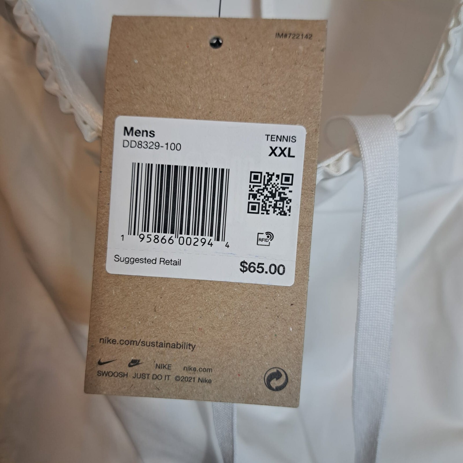 Nike Men Sz XXL Court Dri-Fit Advantage 7” Tennis  Shorts White-Black DD8329-100 thumbnail 9