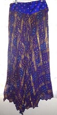 Vintage Purple flowing Bohemian maxi silk skirt w/pattern of gold stripes