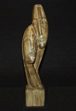 VINTAGE Ceramic Sculpture Devotion Man Woman Faces Love SIGNED 1960s Made in USA