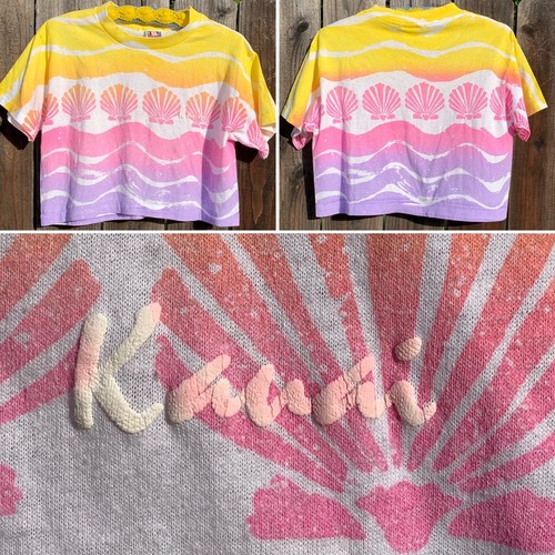 Vintage Crop Top T Shirt Half Shirt Tee Kauai Fun N Sun 80s One Size Made In USA - Picture 5 of 12