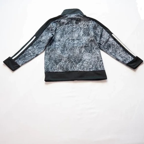adidas Big Boys' 7 Black White Tricot Tracksuit Jacket - Picture 6 of 9