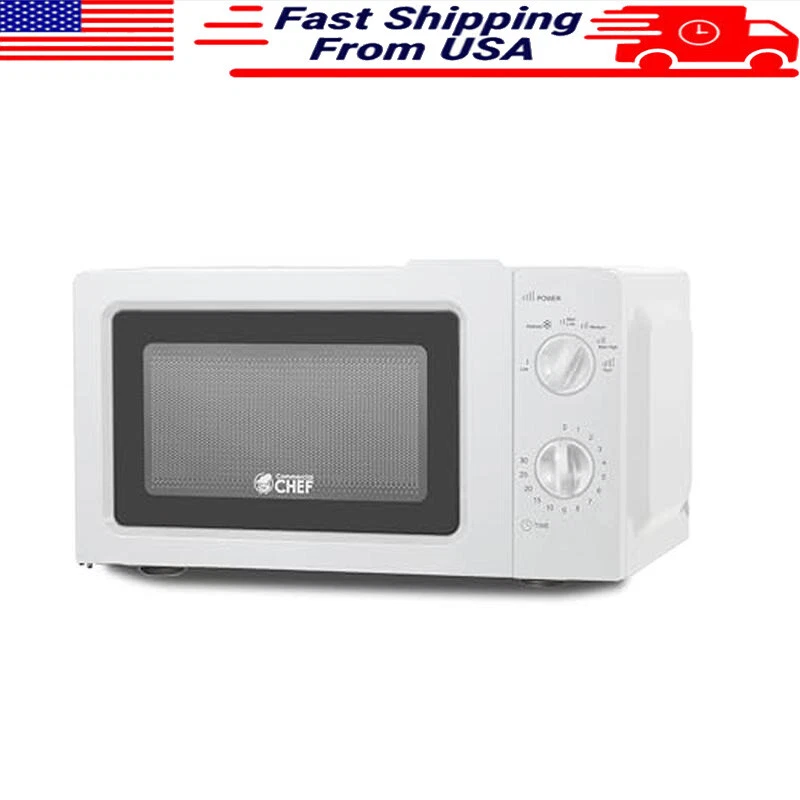 Small Countertop Microwave 700W 6 Power Levels Timer Mechanical Control Compact