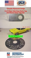 Dodge Plymouth Chrysler 8-34 Axle Sure Grip 3.91 Gear Ratio Tags Mopar Usa