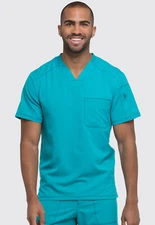 Teal Dickies Scrubs Dynamix Mens V Neck Top DK610 TLB