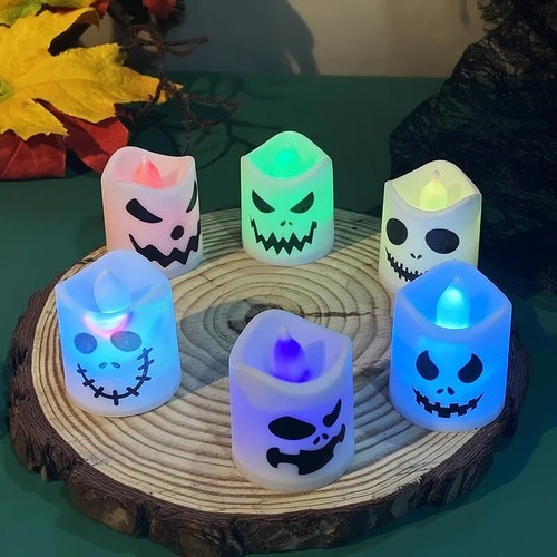 6pcs Halloween Led Ghost Pumpkin Candle Light Glowing Lamp Halloween Party Home - Picture 11 of 14