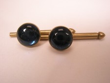 SINGLES 2 5/16" Blue Round Glass Dome Vintage SWANK Formal Tux Shirt Stud k98