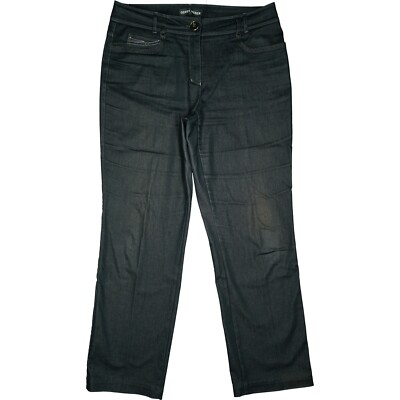 GERRY WEBER 42 Jeans Trousers Charcoal Womens Stretch Straight Thin High XL W32 L30