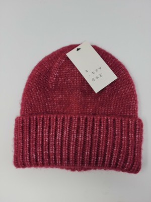 Knit Beanie - Burgundy, Red 