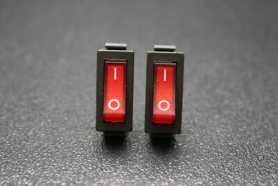 2 PC ROCKER SWITCH ON OFF RED 2 PIN TOGGLE SPST 20A 125V AC EC-2602
