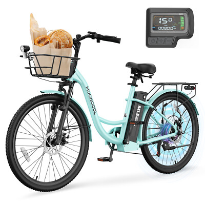 MOONCOOL Electric Bike for Adults, 24'' 26'' 700W Peak City Cruiser Ebike 7-Speed