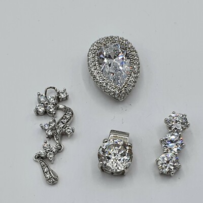 4 Stück Moderner Anhänger QVC Silber 925 punziert Serie Diamonique  #sig7