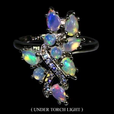 925 Sterling Silver Ring Pear Fire Opal 5x3mm Simulated Cz Gemstone Jewelry 8