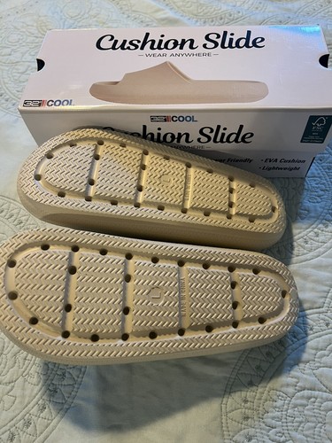 Womens slide sandals, for shower, pool or casual wear, Tan, Size Large - Picture 3 of 5