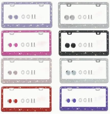 Unbreakable Bling License Plate Frame Glitter Crystal Sparkling Rhinestone Tag