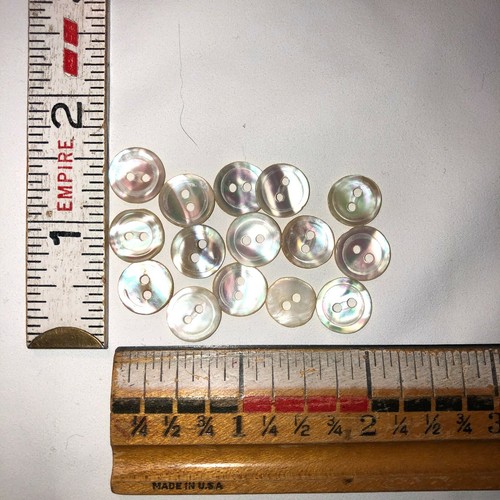 Vintage shell buttons set of similar small buttons 2 hole blouse shirt craft - Picture 2 of 3