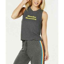 Jenni Ribbed Pajama Tank Top, Color: Grey, Size: M, MSRP 24.50