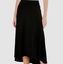  128 Nic Zoe Women's Black Cozy Rib Midi Skirt Size M