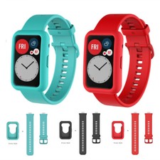Silicone Soft Accessories For Huawei Watch Fit Band Case Strap Wristband 2 in 1