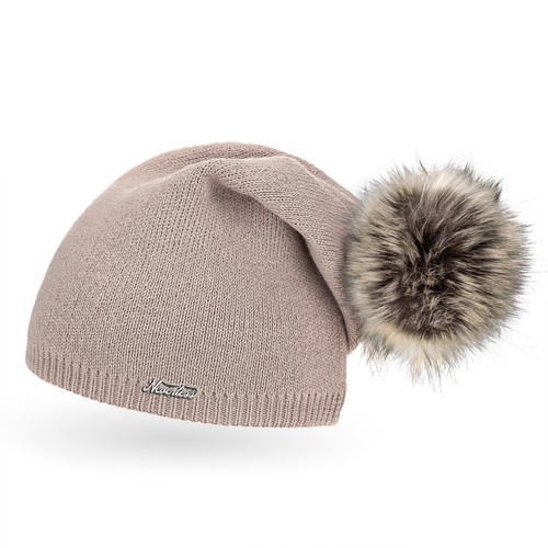 Damen Strickmütze mit Fell-Bommel, Strick-Beanie Bommelmütze Neverless® - Bild 6 von 9