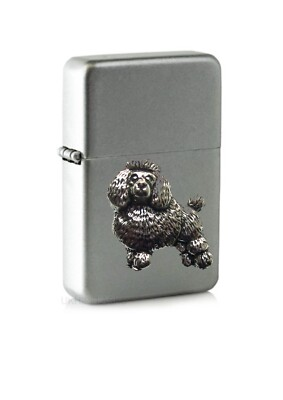#ad D3 Poodle emblem on a flip top petrol lighter windproof silver GBP 16.95