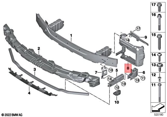 Genuine BMW M3 G20 330i 330iX M340i Crash Reinforcement Right 