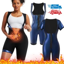 Women Waist Trainer Sweat Suit Bodysuit Workout Body Shaper Fat Burn Sauna Suit