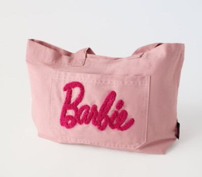 Zara Barbie The Movie Cotton Tote Bag With Embroidered Logo New w